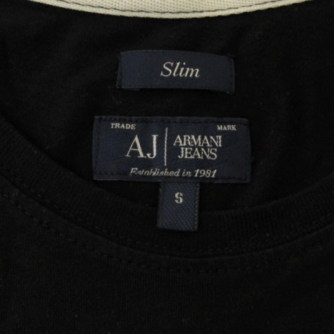 アルマーニ ジーンズ ARMANI JEANS Tシャツ カットソー 半袖 Slim クルーネック プリント コットン 黒 ブラック S トップス ■GY01 メンズ_画像5