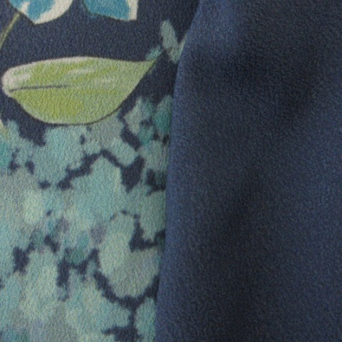  SunaUna Sunauna superior article One-piece knee height 7 minute sleeve floral print tuck navy blue navy 38 #ECS lady's 