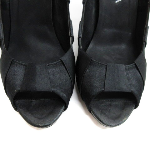 ダイアナ DIANA パンプス ヒープトゥ サテン 24.5cm ブラック 231012E 靴 レディース_画像4