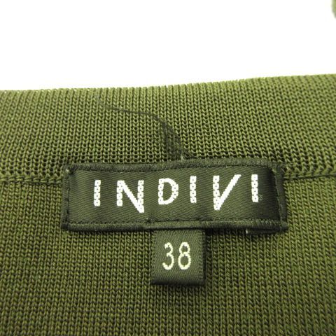 インディヴィ INDIVI リブニットキャミソール ストレッチ 緑 38 *A714 レディース_画像3