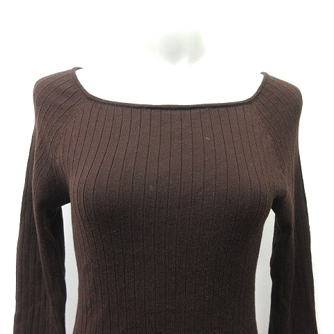  Natural Beauty Basic NATURAL BEAUTY BASIC cut and sewn square neck rib long sleeve wool M tea Brown /YI lady's 