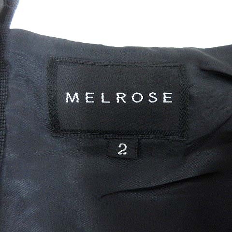 メルローズ MELROSE ワンピース ひざ丈 ノースリーブ ウール カシミヤ混 2 黒 ブラック 白 ホワイト /YK レディース_画像6