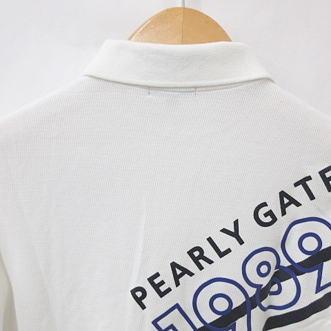 パーリーゲイツ PEARLY GATES ゴルフ ポロシャツ 半袖 2022年モデル ロゴ プリント 白 ホワイト 4 メンズ_画像6