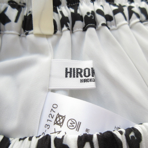 ヒロコビス HIROKO BIS フラワープリントプリーツスカート 9 白 ホワイト レディース_画像3