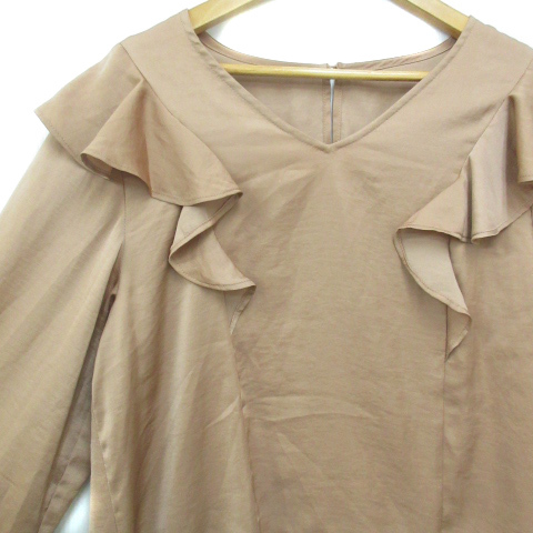 ke- Be ef плюс KBF+ Urban Research блуза рубашка длинный рукав V шея оборка одноцветный F бежевый /FF44 женский 
