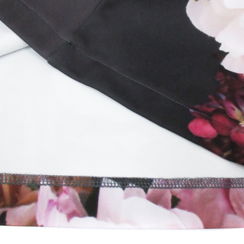 Fiori フレアスカート ひざ丈 花柄 マルチカラー 38 紫 白 パープル ホワイト /FF13 レディース_画像4