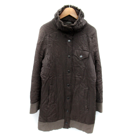  щелочь alcali стеганная куртка длинный длина воротник-стойка одноцветный темно-коричневый /SY11 женский 