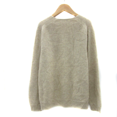  Abahouse ABAHOUSE knitted sweater long sleeve V neck plain wool 48 beige /YS4 men's 