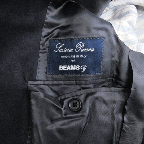 ビームスエフ BEAMS F Sartoria Parma サルトリアパルマ 別注 テーラード ジャケット シングル 3B ウール イタリア製 ブラック 黒 42 S位_画像4