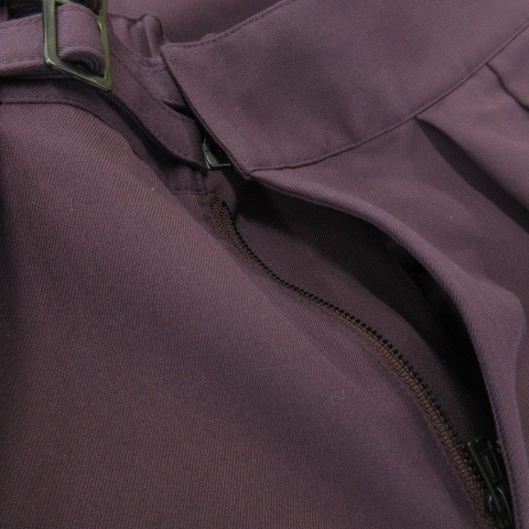 トゥモローランド パンツ スラックス テーパード サイドベルト バックゴム センタープレス 厚手 小さいサイズ XS 紫 パープル /AH11 ☆_画像3