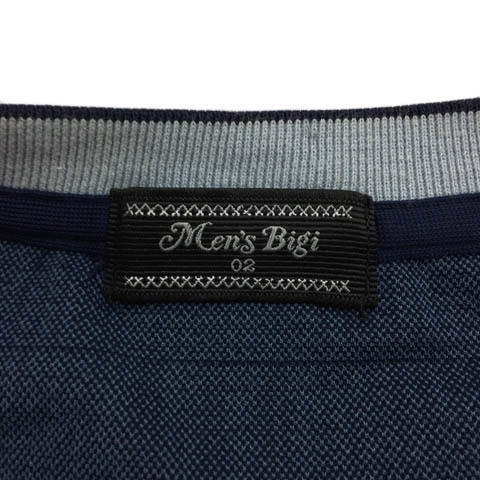 メンズビギ MEN'S BIGI Tシャツ カットソー プルオーバー クルーネック チェック 長袖 02 紺 青 ネイビー ブルー メンズ_画像5