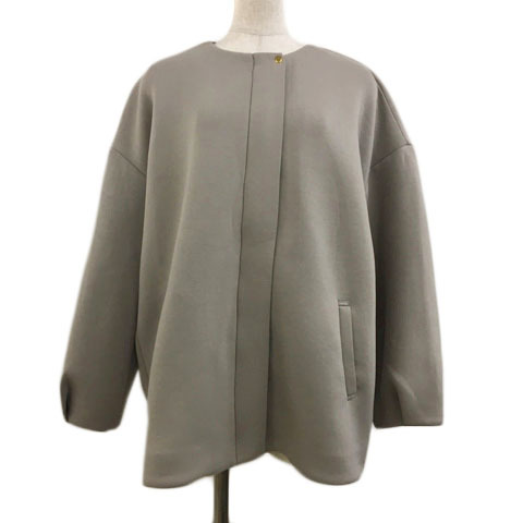a-*ve*ve Michel Klein a.v.v jacket no color ratio wing tailoring Zip up plain long sleeve M gray beige lady's 