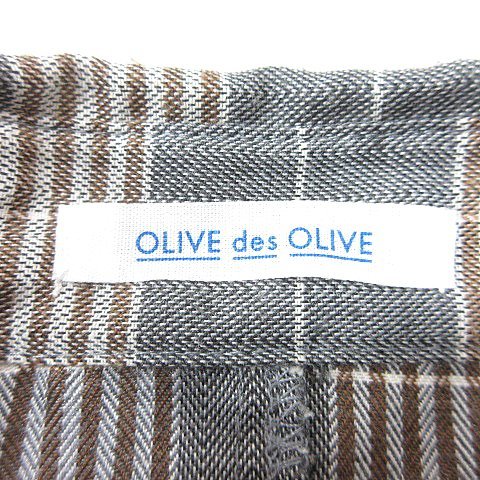 オリーブデオリーブ OLIVE des OLIVE シャツ チェック 長袖 オーバーサイズ M グレー /MN ■MO レディース_画像5