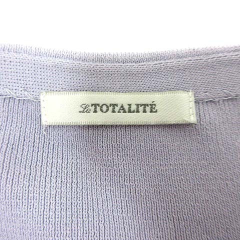  La Totalite La TOTALITE вязаный cut and sewn лодка шея гонки длинный рукав фиолетовый light purple /YK женский 
