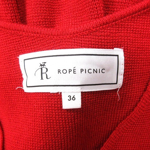 ロペピクニック ROPE Picnic ニットセーター Vネック ロールアップ 長袖 36 赤 レッド /AU レディース_画像6