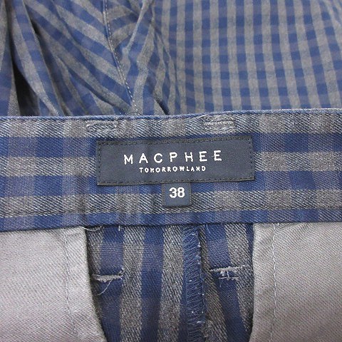 マカフィー MACPHEE トゥモローランド テーパードパンツ ギンガムチェック 38 紺 ネイビー グレー /YI レディース_画像5