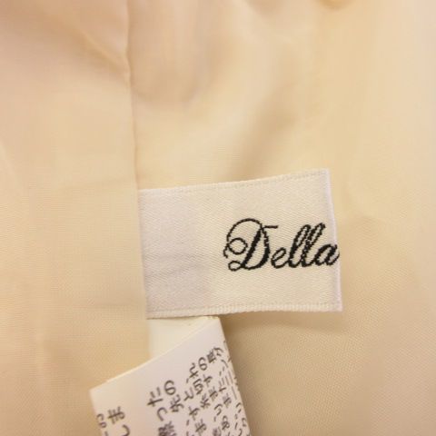 デラルーチェ Della Luce スカートスーツ セットアップ ノーカラー ツイード 長袖 ひざ丈 ベージュ 白 9 *A773 レディース_画像3