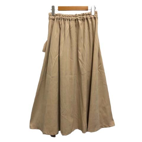  Olive des Olive skirt flair A line tuck waist rubber belt check plain long height M beige tea orange *MZ lady's 