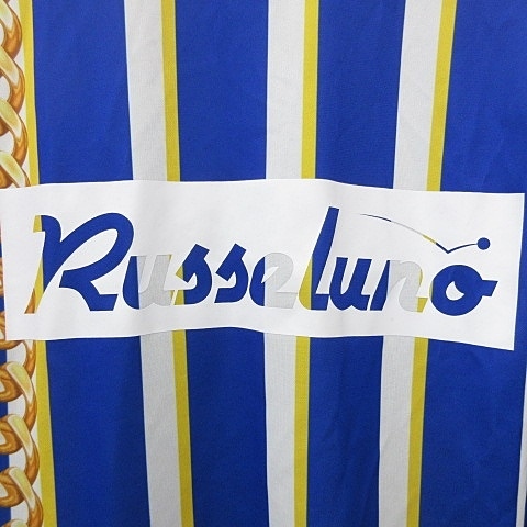 ラッセルノ Russeluno ゴルフ ポロシャツ 半袖 ロゴ ルチャ 2021年モデル ストライプ ブルー ホワイト イエロー 青 白 黄色 5 メンズ_画像9