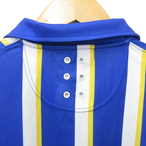 ラッセルノ Russeluno ゴルフ ポロシャツ 半袖 ロゴ ルチャ 2021年モデル ストライプ ブルー ホワイト イエロー 青 白 黄色 5 メンズ_画像8