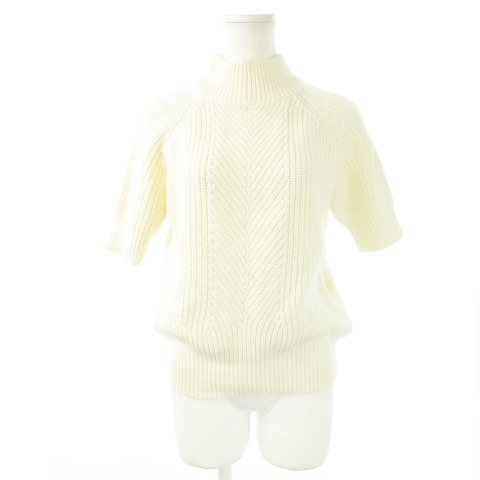  Beams Boy BEAMS BOY knitted sweater high‐necked . minute sleeve short sleeves la gran cotton switch white ivory /CK7 * lady's 
