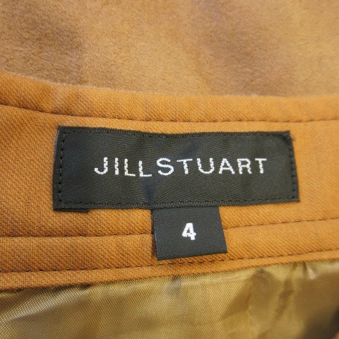 ジルスチュアート JILL STUART スカート 台形 ひざ丈 フェイクスエード パイピング ベルト 4 茶 ブラウン /AO23 ☆ レディース_画像6