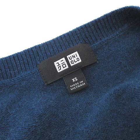ユニクロ UNIQLO ニット セーター カシミヤ 100% Vネック 長袖 XS ダークブルー 青 小さいサイズ メンズ_画像4