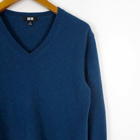 ユニクロ UNIQLO ニット セーター カシミヤ 100% Vネック 長袖 XS ダークブルー 青 小さいサイズ メンズ_画像3