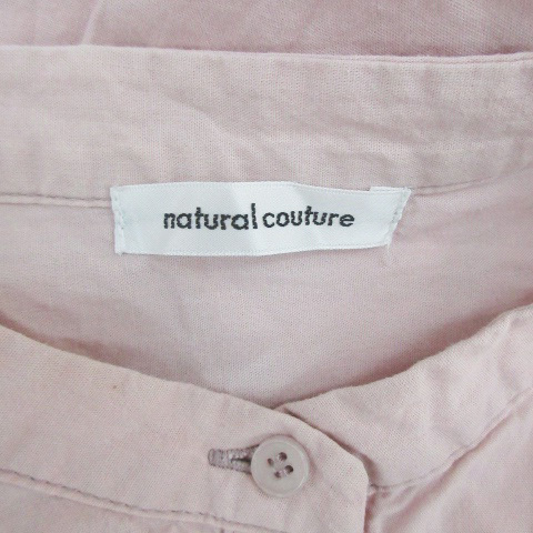 ナチュラルクチュール natural couture シャツワンピース ロング丈 長袖 バンドカラー ベルト F ピンク /YM1 レディース_画像5