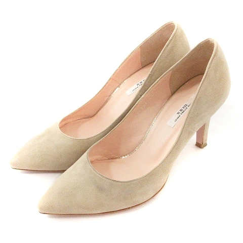  seven tu L bsa-tiVII XII XXX pumps heel po Inte dotu suede beige 24 lady's 