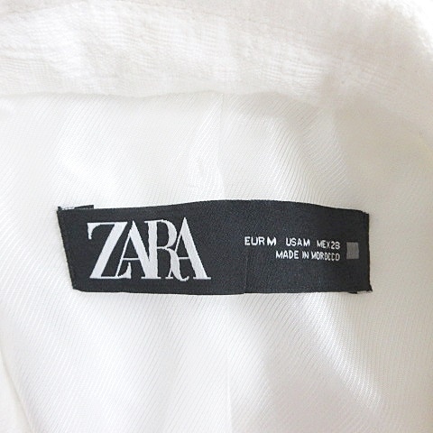 ザラ ZARA ジャケット テーラード リボン ストレッチ 綿 白 ホワイト 黒 ブラック M レディース_画像3