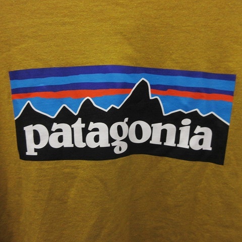 パタゴニア Patagonia 21AW Tシャツ カットソー 長袖 ロンT ロゴ バックプリント 38518FA21 マスタード M メンズ_画像4