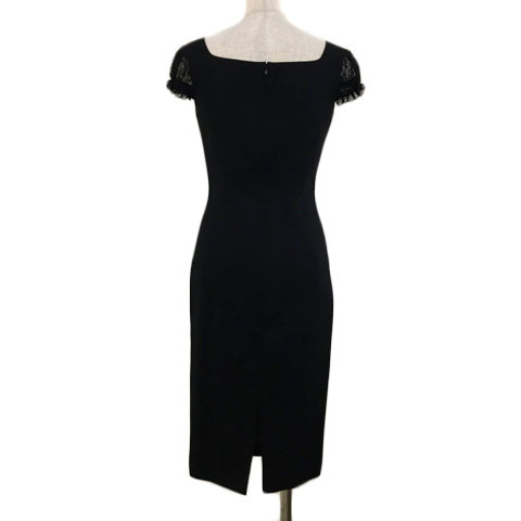  Queens Court QUEENS COURT One-piece I line knee height race wool nylon formal .. feeling short sleeves 2 black black lady's 