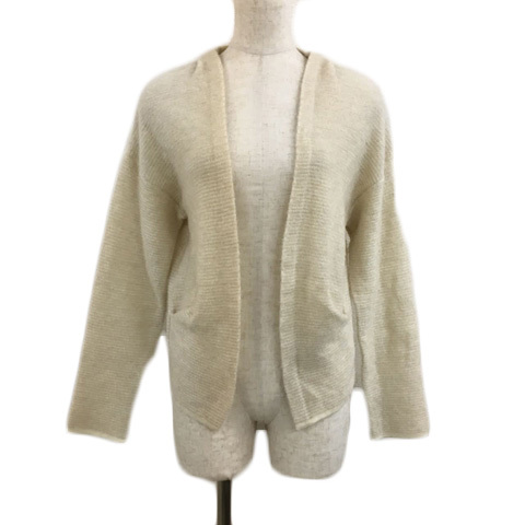  Untitled UNTITLED cardigan knitted wool lame tuck front opening long sleeve 2 beige white white lady's 
