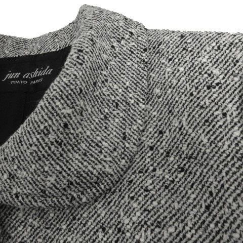  Jun asidajun ashida jacket formal circle collar made in Japan wool . tweed white black black 13 lady's 
