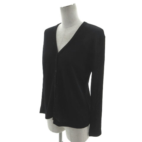  Courreges courreges cardigan knitted beads embroidery threads long sleeve black black 9R lady's 