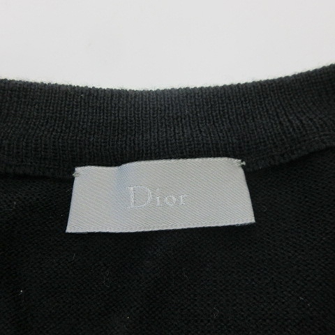 ディオールオム Dior HOMME 美品 05AW エディ期 ダメージ加工 ニット クルーネック セーター 長袖 ウール 黒 ブラック S メンズの画像6