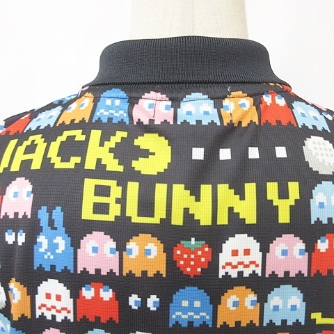 パーリーゲイツ PEARLY GATES ジャックバニー Jack Bunny!! パックマン バンダイ ゴルフ ポロシャツ 半袖 総柄 2021年モデル 黒 ブラック 2_画像7