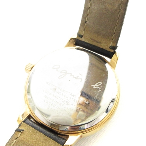  Agnes B agnes b. wristwatch watch analogue chronograph quarts FCST990 face black Gold color lady's 