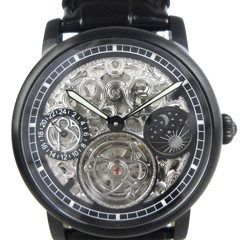  Pro me light ERA Prometheus beautiful goods toe ruby yon wristwatch watch self-winding watch analogue reverse side ske face silver color black #SM1