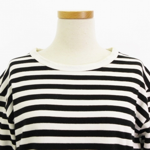  Agnes B agnes b. cut and sewn футболка длинный рукав окантовка хлопок черный белый 2 tops женский 