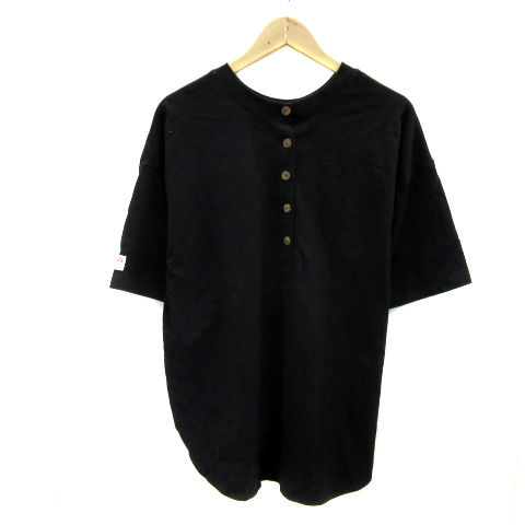 JaVa ジャバ Tシャツ カットソー 半袖 ラウンドネック 無地 オーバーサイズ L 黒 ブラック /YS2 メンズ レディース_画像2