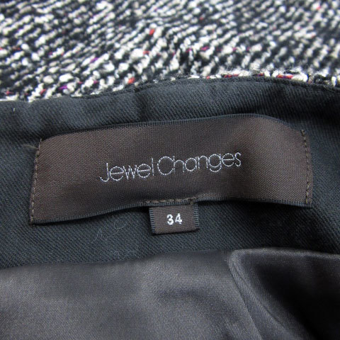 ジュエルチェンジズ Jewel Changes アローズ 台形スカート フレアスカート ミニ丈 ツイード ウール混 34 ブラック 黒 /MS32 レディース_画像5