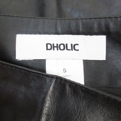 ディーホリック DHOLIC フェイクレザースカート 台形スカート ひざ丈 無地 S 黒 ブラック /FF47 レディース_画像5