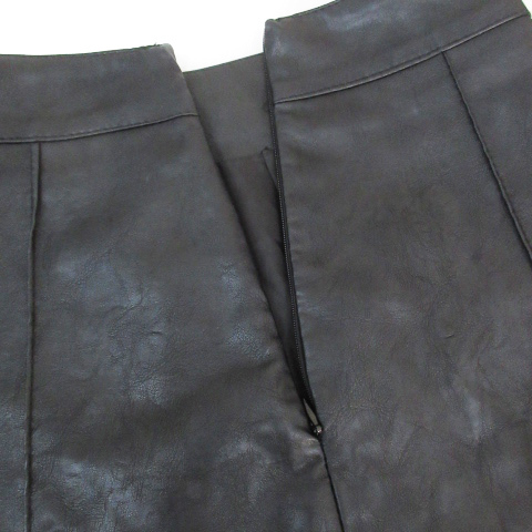 ディーホリック DHOLIC フェイクレザースカート 台形スカート ひざ丈 無地 S 黒 ブラック /FF47 レディース_画像3