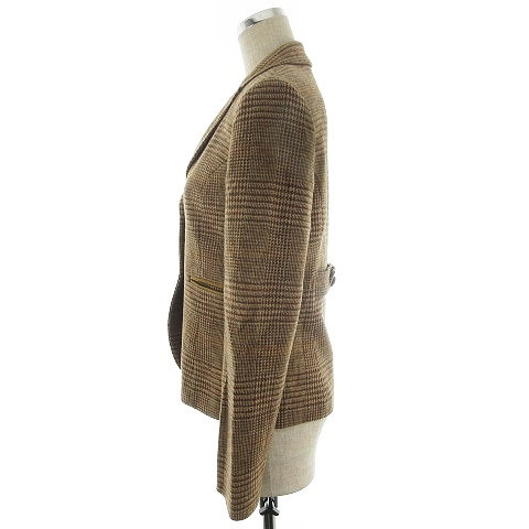  Scapa SCAPA jacket tailored long sleeve single wool check 40 tea Brown outer /BT lady's 