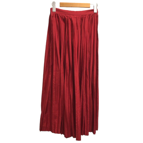  Moga MOGA silk skirt pleat flair long height plain red red lady's 