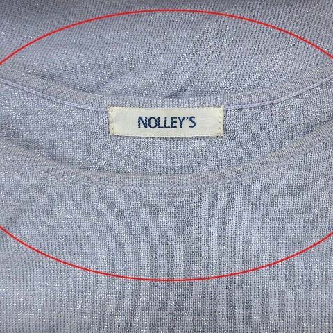 ノーリーズ Nolley's ニット カットソー 長袖 バルーン袖 クルーネック ラメ 38 青 ブルー ペールトーン /CT レディース_画像5