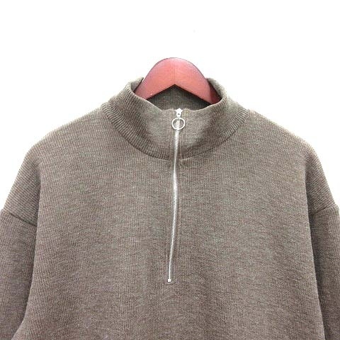 N.Natural Beauty Basic N.ナチュラルビューティーベーシック ニット カットソー ハイネック ハーフジップ 長袖 M 茶 ブラウン /YK メンズ_画像2