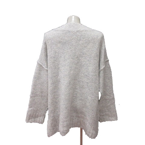  Zara ZARA knitted KNIT tunic knitted V neck alpaca . long sleeve S light gray /MS lady's 